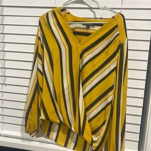INc blouse  color black yellow and white strip